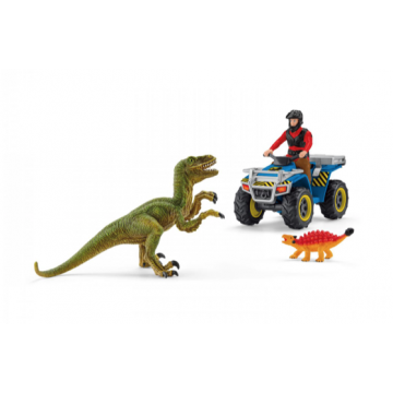 Schleich Dinosaurus 41466 Suite sur quad au velociraptor