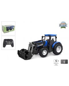 Kids Globe Farming RC Tracteur 2,4 GHZ léger et chargeur frontal bleu 27 cm 510315