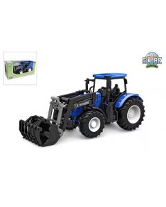 Kids Globe Farming Tracteur avec chargeur frontal bleu 27 cm 540474