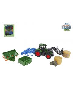 Kids Globe Farming Tracteur avec 8 accessoires 30 cm vert 540479