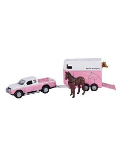 Kids Globe Mitsubishi avec remorque pour chevaux moulé rose 27cm 520124