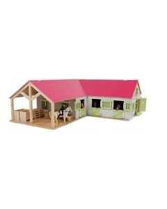 Kids Globe écurie avec 3 boxes et débarras 1:24 rose 610210