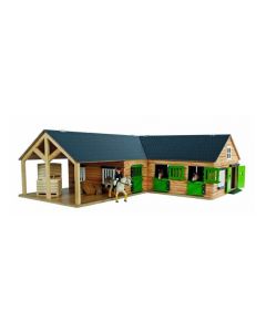 Kids Globe écurie avec 3 boxes et espace de rangement 1:24 marron 610211