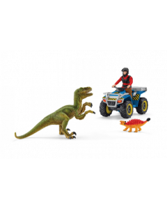 Schleich Dinosaurus 41466 Suite sur quad au velociraptor